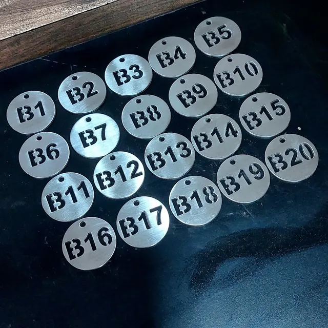 Stainless steel numbered tags B1 to B20